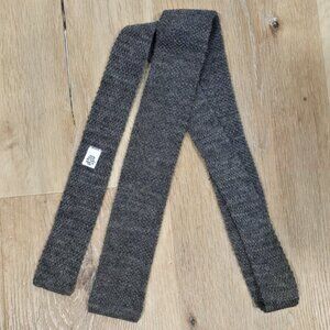 Private Club Heathered Dark Gray Wool Knit Tie Vintage Skinny USA